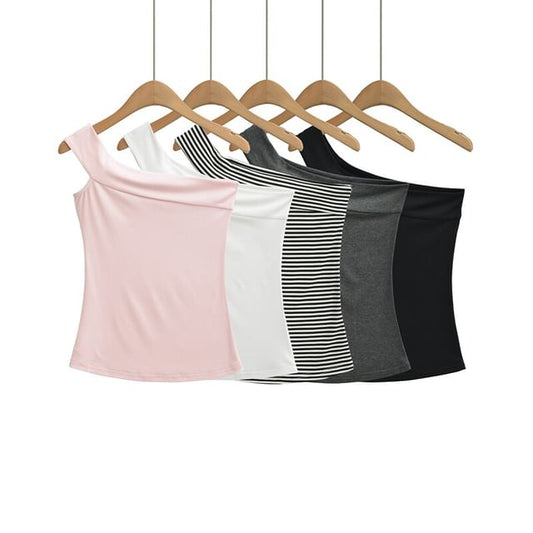 Sleeveless One Shoulder Blouse
