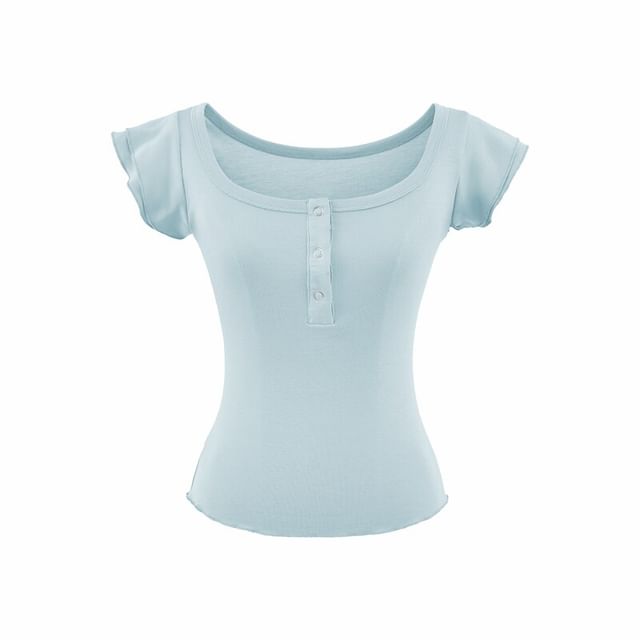 Flutter Sleeve Henley Tee