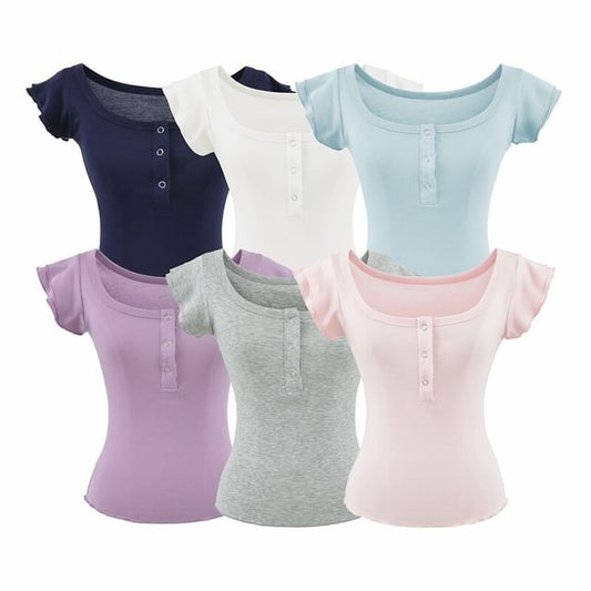 Flutter Sleeve Henley Tee