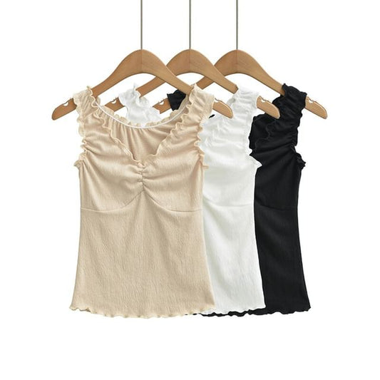 Frill Front V-Neck Tank Top