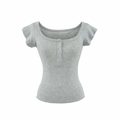 Flutter Sleeve Henley Tee