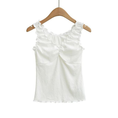 Frill Front V-Neck Tank Top