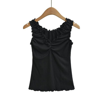 Frill Front V-Neck Tank Top