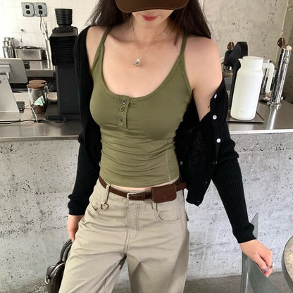 Plain Button Camisole Top