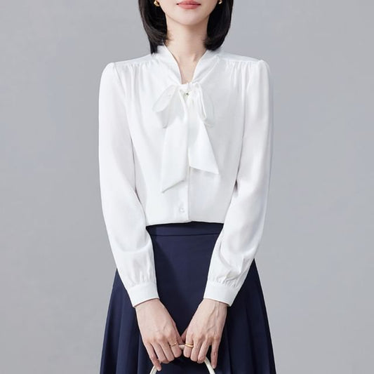 Tie-Neck Blouse, Asymmetric Blazer & Pleated Midi Skirt