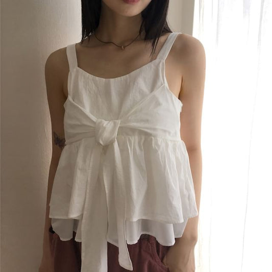 Plain Bow Flowy Camisole Top