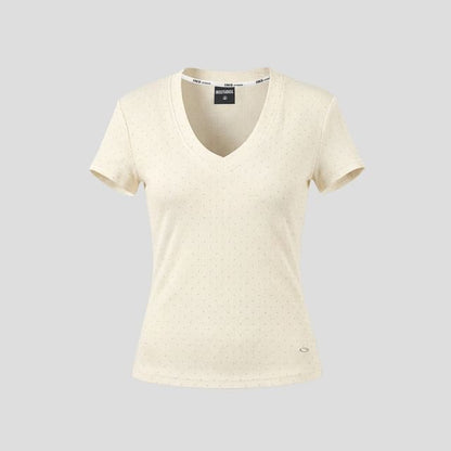 Rhinestone V-Neck Crop T-Shirt