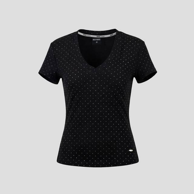 Rhinestone V-Neck Crop T-Shirt