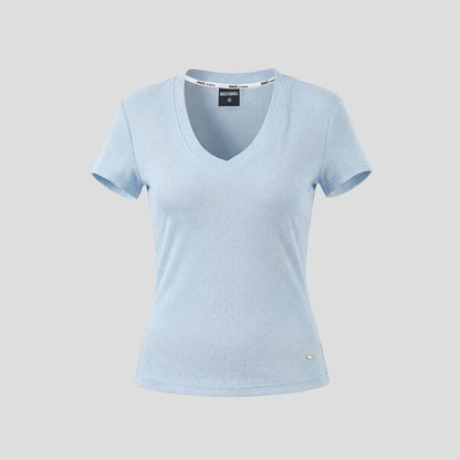 Rhinestone V-Neck Crop T-Shirt