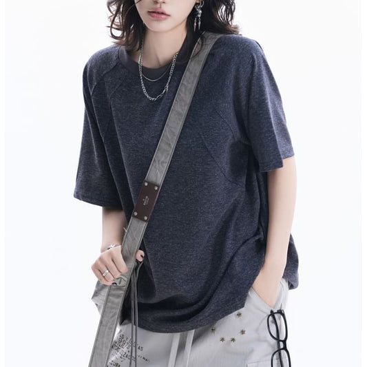 Short-Sleeve Crew Neck Plain Oversized T-Shirt