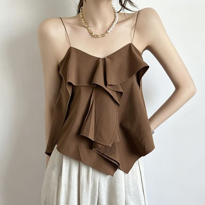 Asymmetric Ruffled Camisole Top