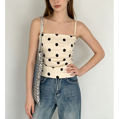 Polka Dot Slim-Fit Camisole Top - Solid