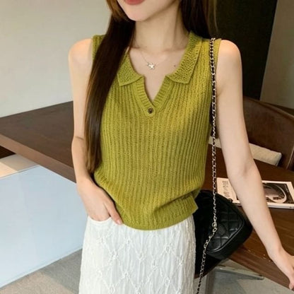 Collared Knit Tank Top