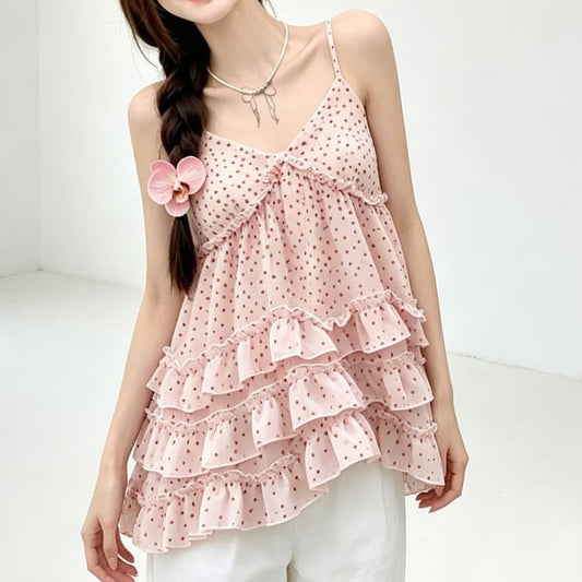 Floral Ruffle Flowy Camisole Top