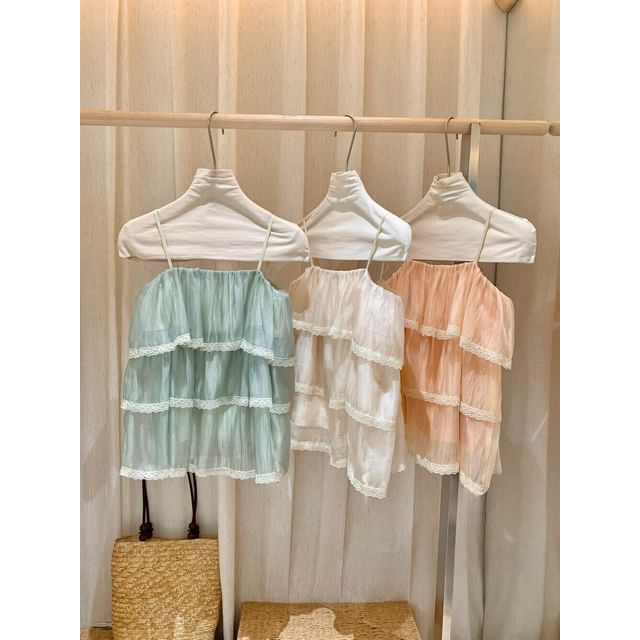 Flowy Lace Trim Camisole Top Layered