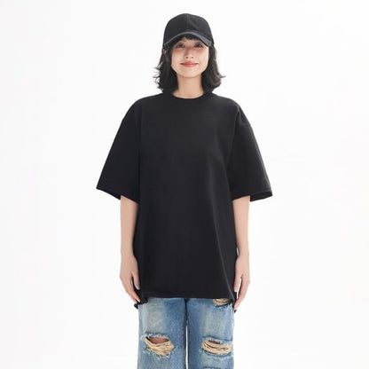 Oversized Crew Neck Tee, Short Sleeve