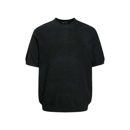 Oversized Crew Neck Knit Top, Elbow Sleeve