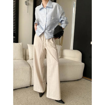 Collared Button-Up Shirt Jacket Plain