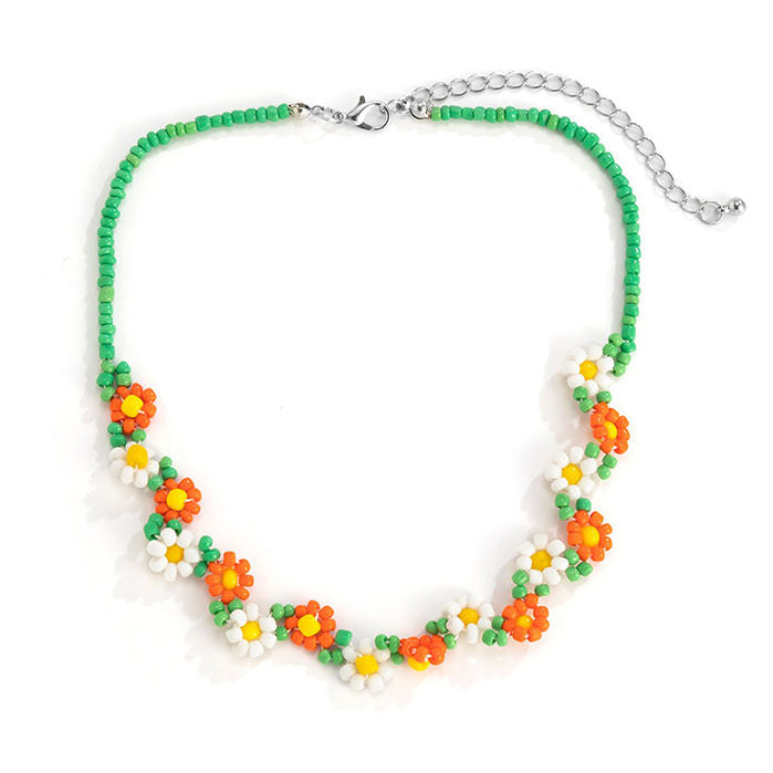 Y2K Flower Beaded Choker