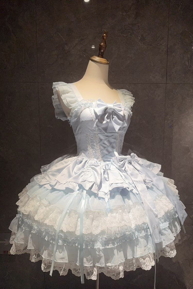 Sleeveless Ballet JSK with Multi-Layered Ruffles and Bow