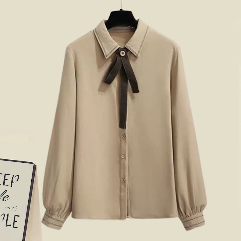 Chemise Jupe plissée Poche Veste en laine Manteau