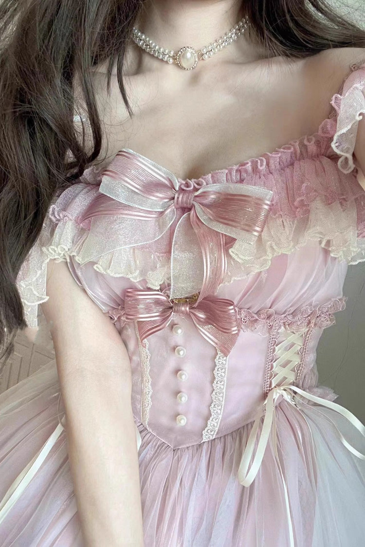Rose Layered Ruffle Embroidered Bow Princess Lolita Jumper - Love Is Coming