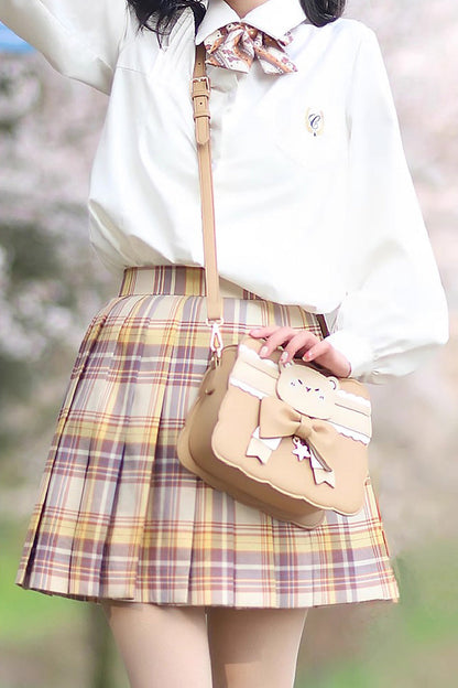 Sac à bandoulière en forme d'ourson avec nœud papillon marron