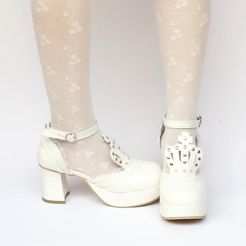 Custom White Crown SP168283 Princess Platform Shoes Made