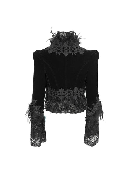 Women's Gothic Jacket with Embroidery and Trumpet Sleeves