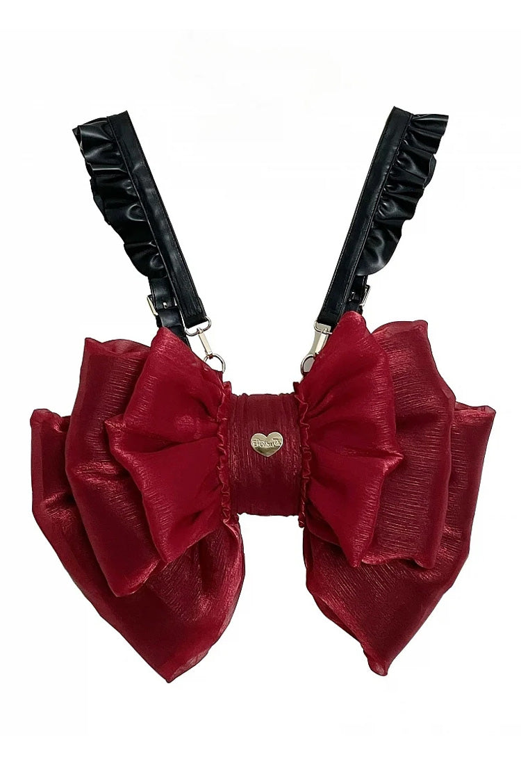 Grand sac à dos Lolita avec nœud rouge vin