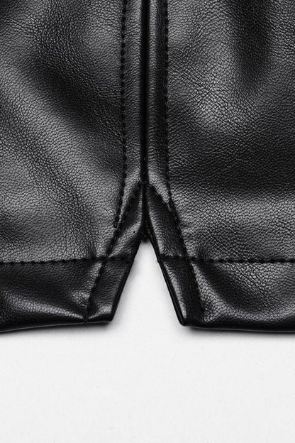 Punk Women's Vest with Faux Leather V Collar Sleeveless Lace-Up and Zipper