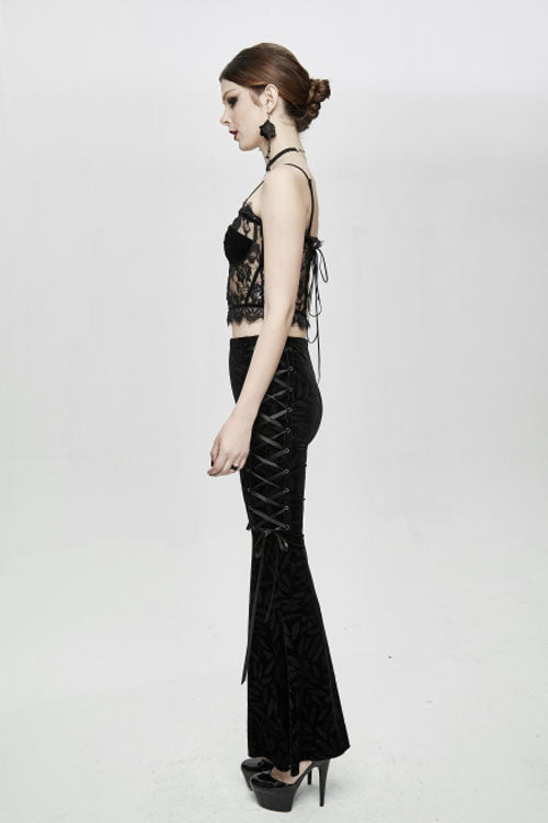 Gothic Corset with Lace Halter and Flocking Ribbon Details