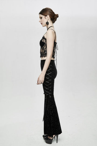 Gothic Corset with Lace Halter and Flocking Ribbon Details