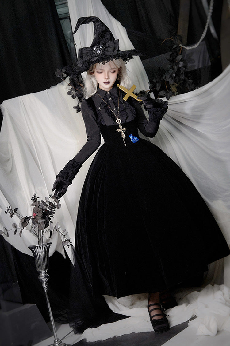 Gothic Lolita Night Poems Embroidery Fishbone Corset Dress