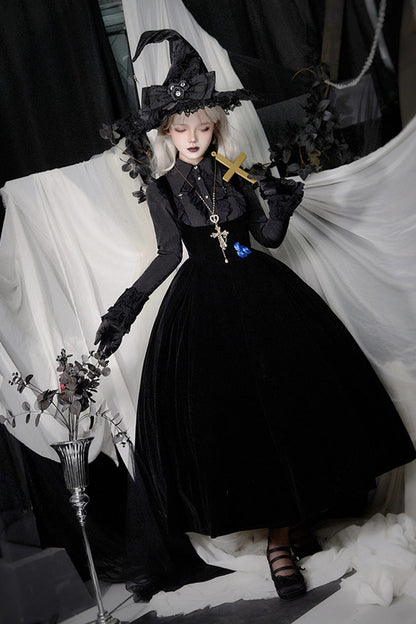 Gothic Lolita Night Poems Embroidery Fishbone Corset Dress