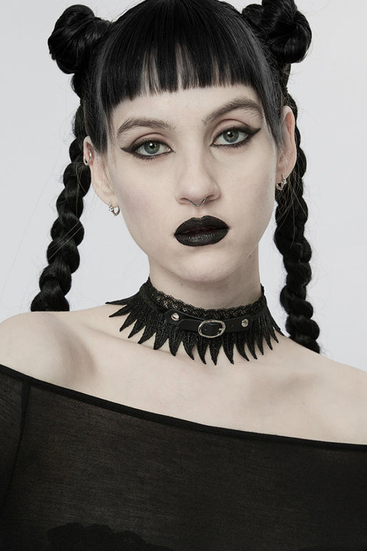 Gothic Choker with Feathers and Lace, Adjustable Fit for Her