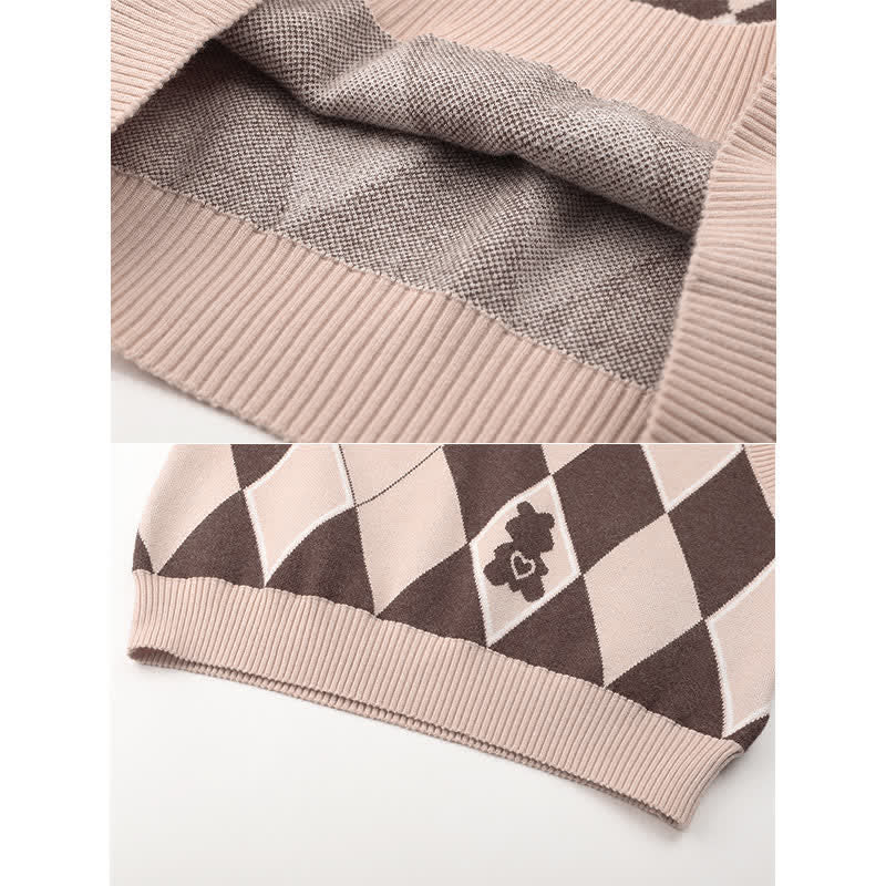 Suit Bear Print Cute Waist Lapel Vest Shirt Pants High