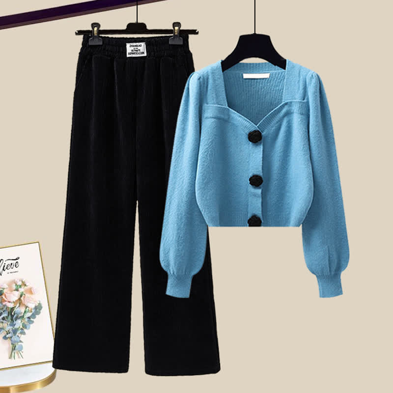 Sqaure Pants Plush Sweater Collar Casual Elegant Knit