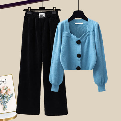 Sqaure Pants Plush Sweater Collar Casual Elegant Knit