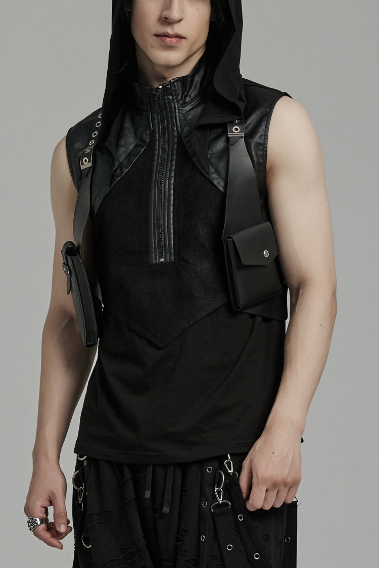 Steampunk Men's Vest Bag with Faux Leather Straps