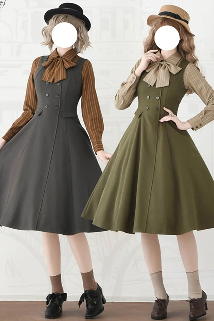 Emerald Misty Shirt Forest Square Collar Sleeveless Ruffled British Vintage Elegant Lolita JSK