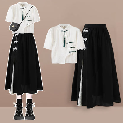 Classic Shirt Skirt High Waist Floral