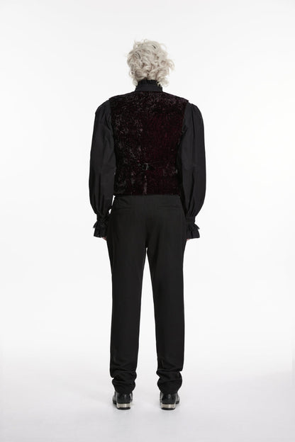 V Collar Velvet Retro Vest with Buckle