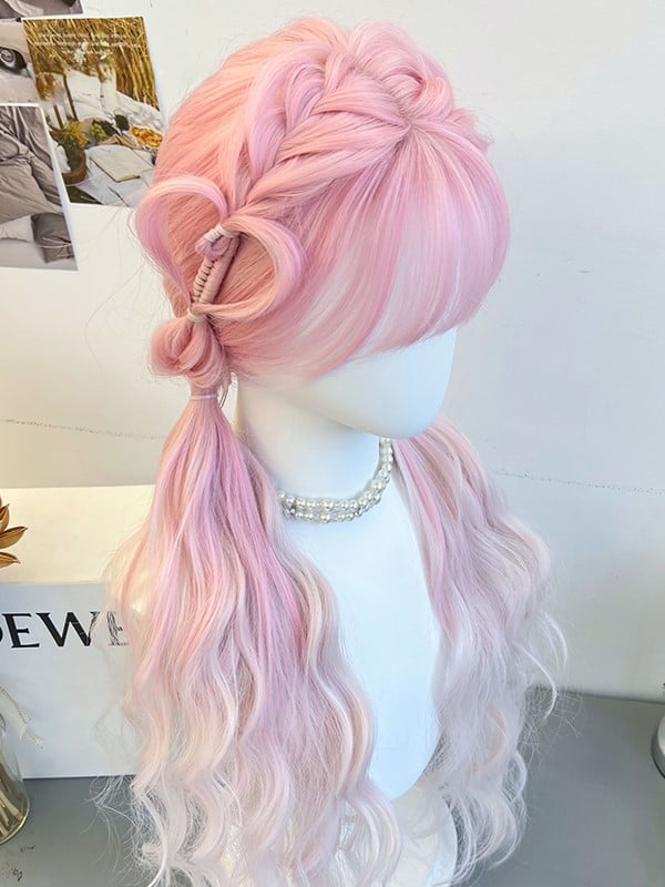 Pink Braided Synthetic Wig With Air  Bangs
