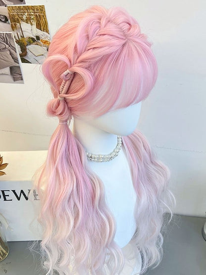 Pink Braided Synthetic Wig With Air  Bangs