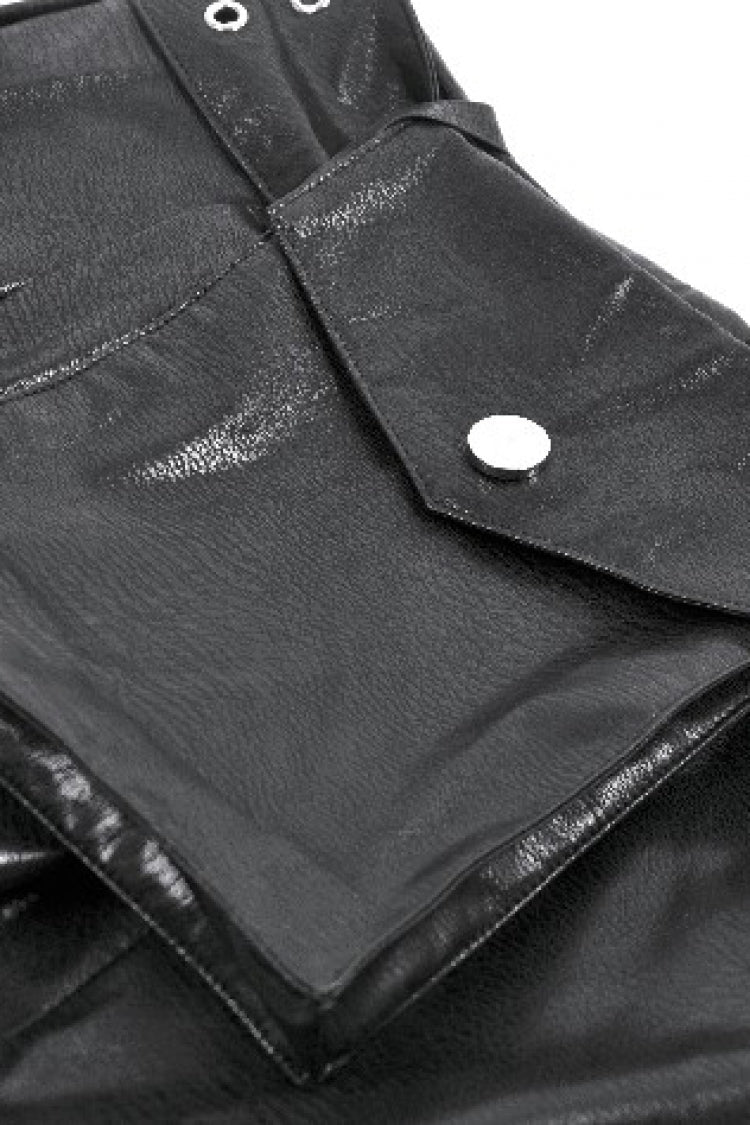 Punk Shorts with Eyelets and Asymmetric Pleated Belt
