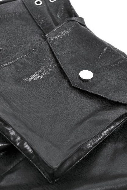 Punk Shorts with Eyelets and Asymmetric Pleated Belt