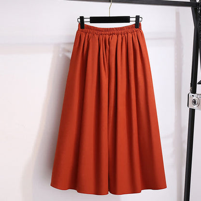 Waist Sweatshirt Vintage Bamboo Pleated Skirt Print High