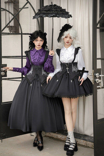 Embroidery Lace-Up Sleeveless Gothic Support Dress