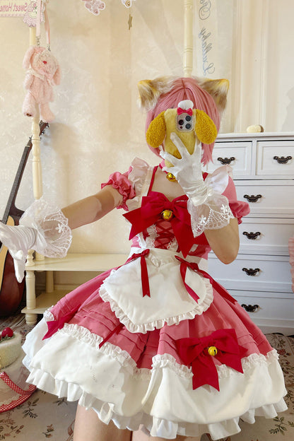 Sweet Lolita Skirt Set with Ruffle Bowknot and Bell Meow Design